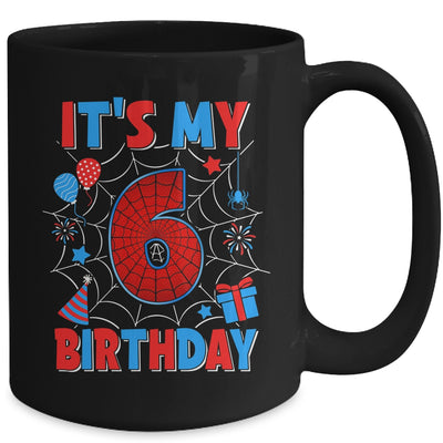 It's My 6th Birthday Spider Web Theme Party 6 Years Old Boys Mug | siriusteestore