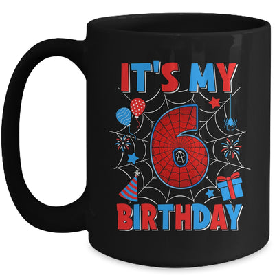 It's My 6th Birthday Spider Web Theme Party 6 Years Old Boys Mug | siriusteestore