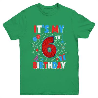 It's My 6th Birthday Spider Web Theme Party 6 Years Old Boys Youth Shirt | siriusteestore