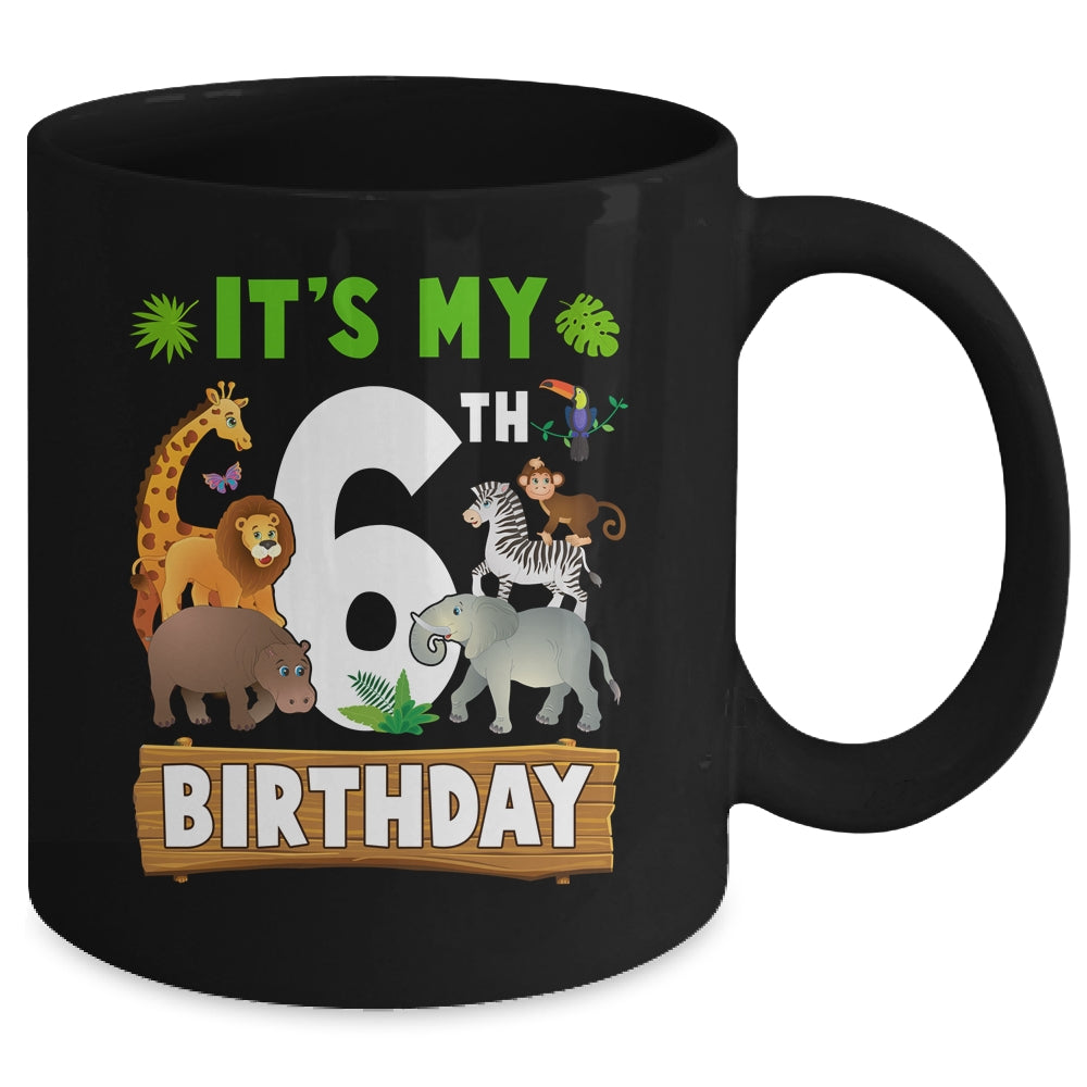 It's My 6th Birthday Zoo Jungle Safari 6 Years Old Birthday Mug | siriusteestore