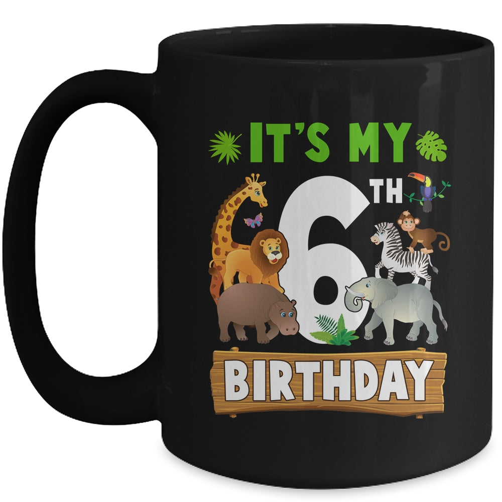 It's My 6th Birthday Zoo Jungle Safari 6 Years Old Birthday Mug | siriusteestore
