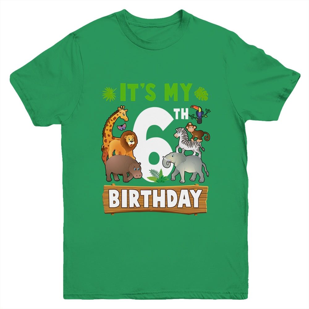It's My 6th Birthday Zoo Jungle Safari 6 Years Old Birthday Youth Shirt | siriusteestore
