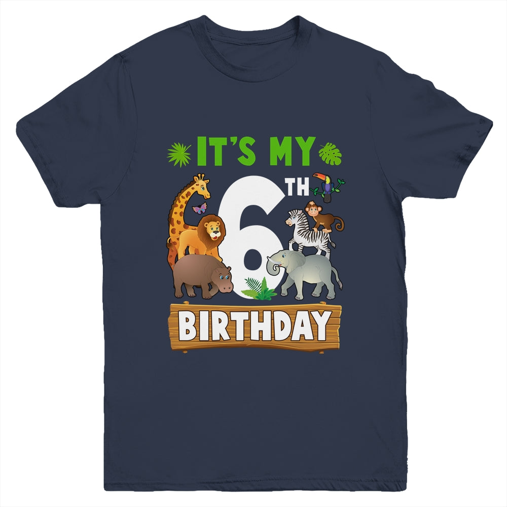 It's My 6th Birthday Zoo Jungle Safari 6 Years Old Birthday Youth Shirt | siriusteestore