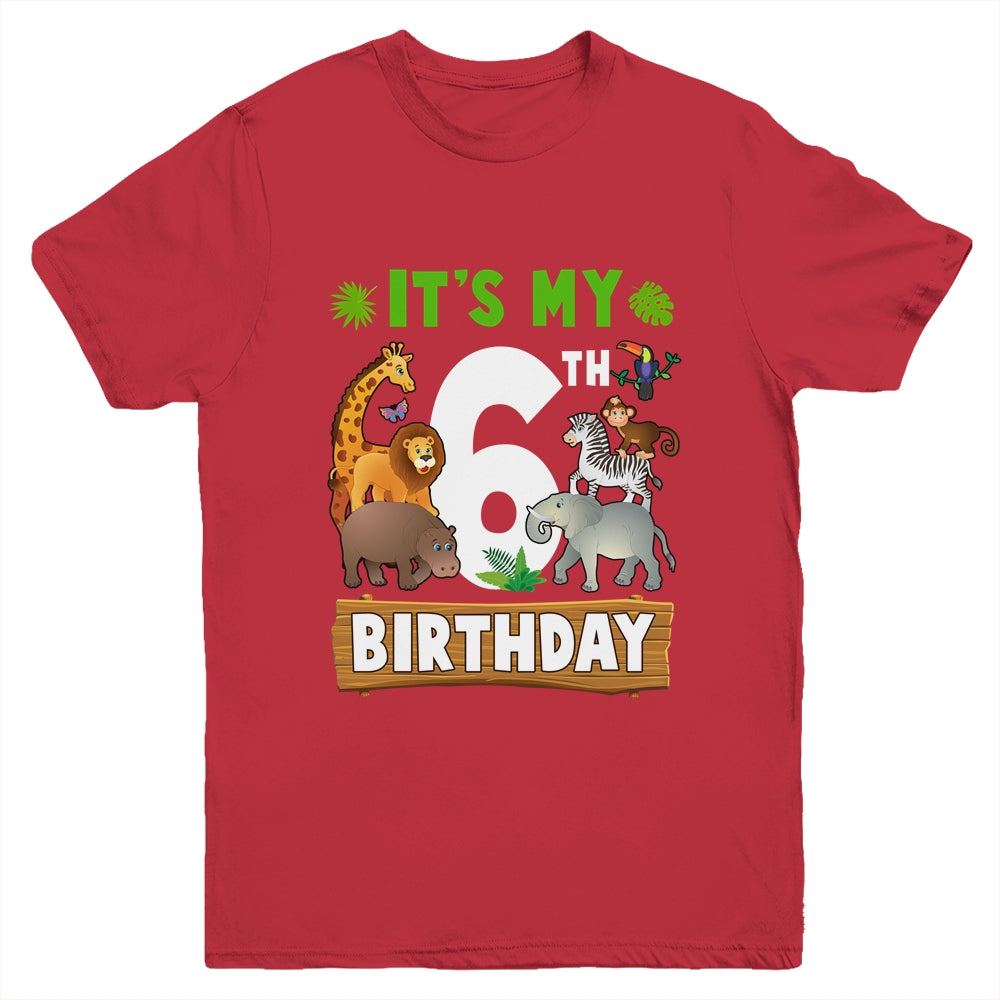 It's My 6th Birthday Zoo Jungle Safari 6 Years Old Birthday Youth Shirt | siriusteestore