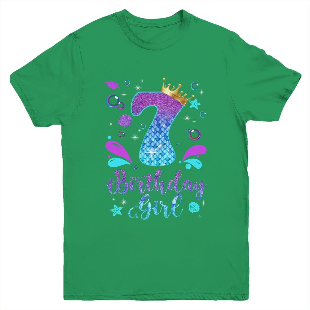 It's My 7th Bday Mermaid Funny Birthday Girls 7 Years Old Youth Shirt | siriusteestore