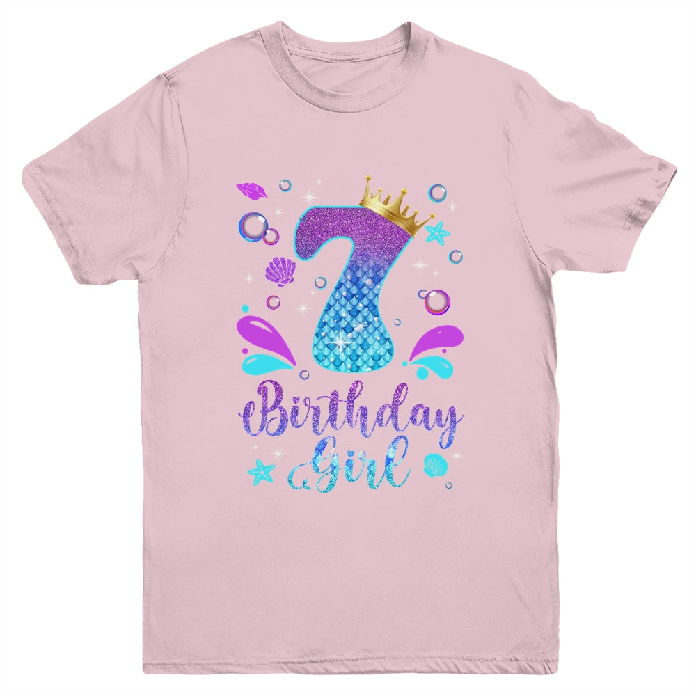 It's My 7th Bday Mermaid Funny Birthday Girls 7 Years Old Youth Shirt | siriusteestore