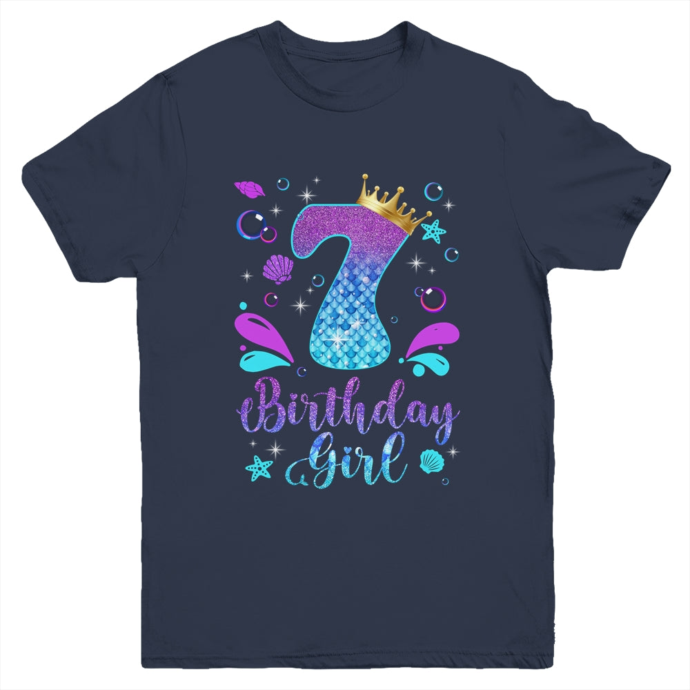 It's My 7th Bday Mermaid Funny Birthday Girls 7 Years Old Youth Shirt | siriusteestore