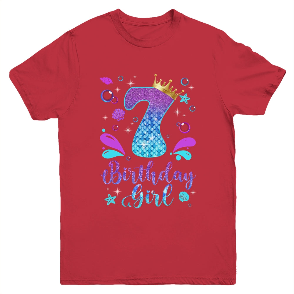 It's My 7th Bday Mermaid Funny Birthday Girls 7 Years Old Youth Shirt | siriusteestore
