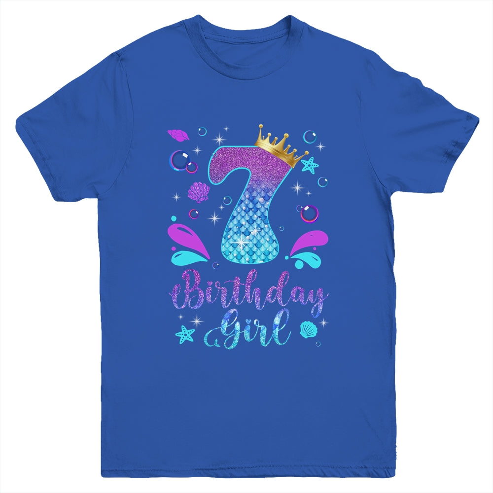 It's My 7th Bday Mermaid Funny Birthday Girls 7 Years Old Youth Shirt | siriusteestore