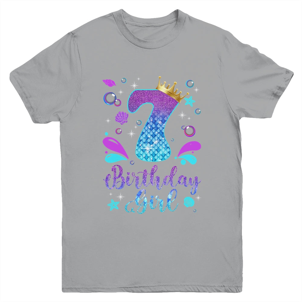 It's My 7th Bday Mermaid Funny Birthday Girls 7 Years Old Youth Shirt | siriusteestore