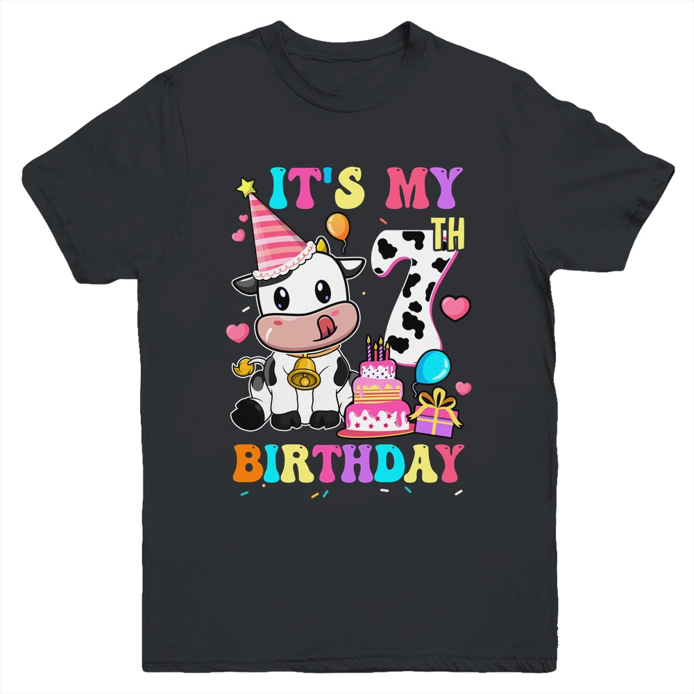 It's My 7th Birthday Dairy Cow Girls Funny 7 Year Old Youth Shirt | siriusteestore