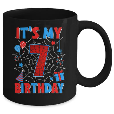 It's My 7th Birthday Spider Web Theme Party 7 Years Old Boys Mug | siriusteestore