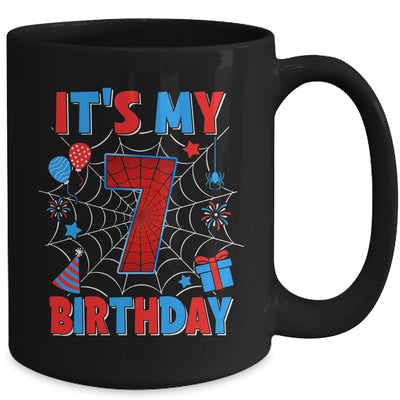 It's My 7th Birthday Spider Web Theme Party 7 Years Old Boys Mug | siriusteestore
