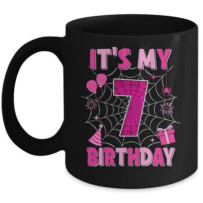It's My 7th Birthday Spider Web Theme Party 7 Years Old Girls Mug | siriusteestore