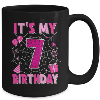 It's My 7th Birthday Spider Web Theme Party 7 Years Old Girls Mug | siriusteestore