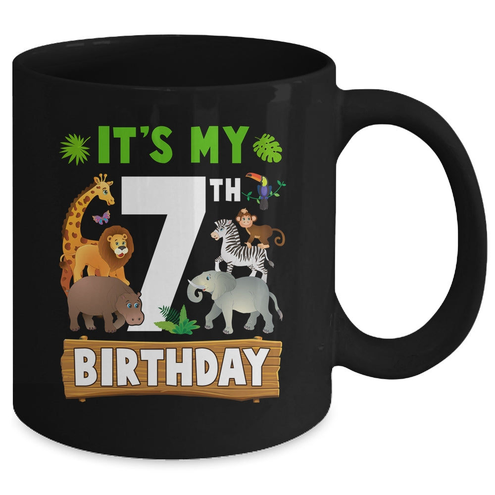 It's My 7th Birthday Zoo Jungle Safari 7 Years Old Birthday Mug | siriusteestore