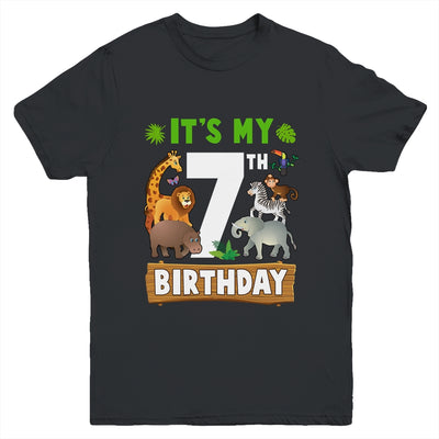 It's My 7th Birthday Zoo Jungle Safari 7 Years Old Birthday Youth Shirt | siriusteestore