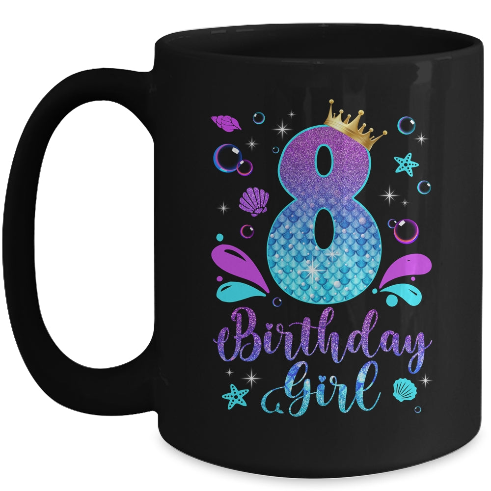 It's My 8th Bday Mermaid Funny Birthday Girls 8 Years Old Mug | siriusteestore