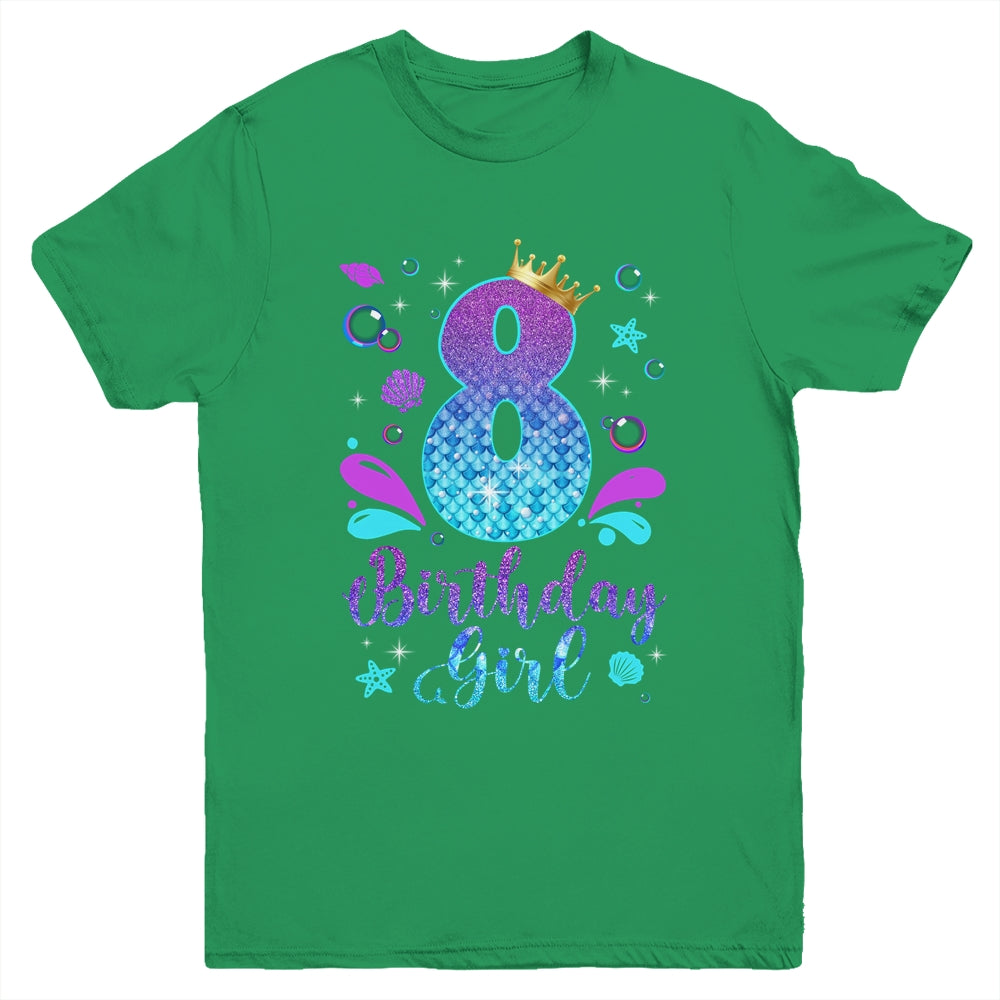 It's My 8th Bday Mermaid Funny Birthday Girls 8 Years Old Youth Shirt | siriusteestore