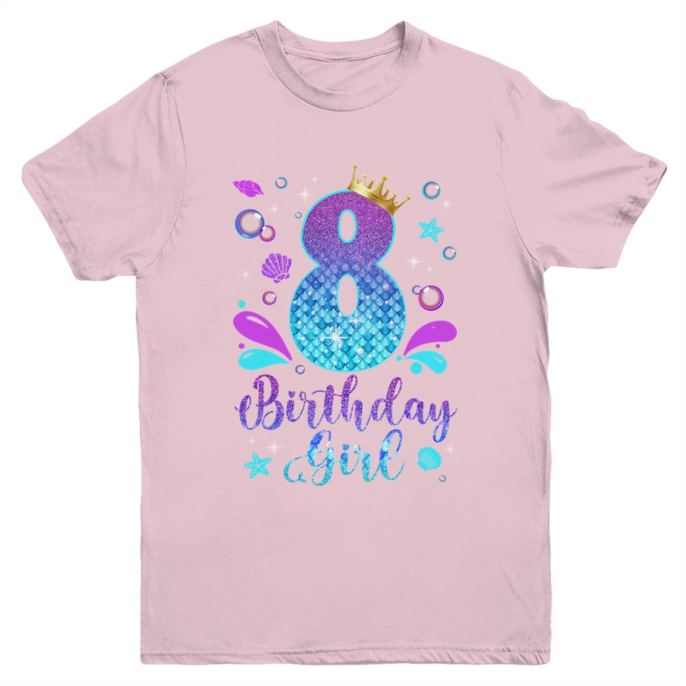 It's My 8th Bday Mermaid Funny Birthday Girls 8 Years Old Youth Shirt | siriusteestore