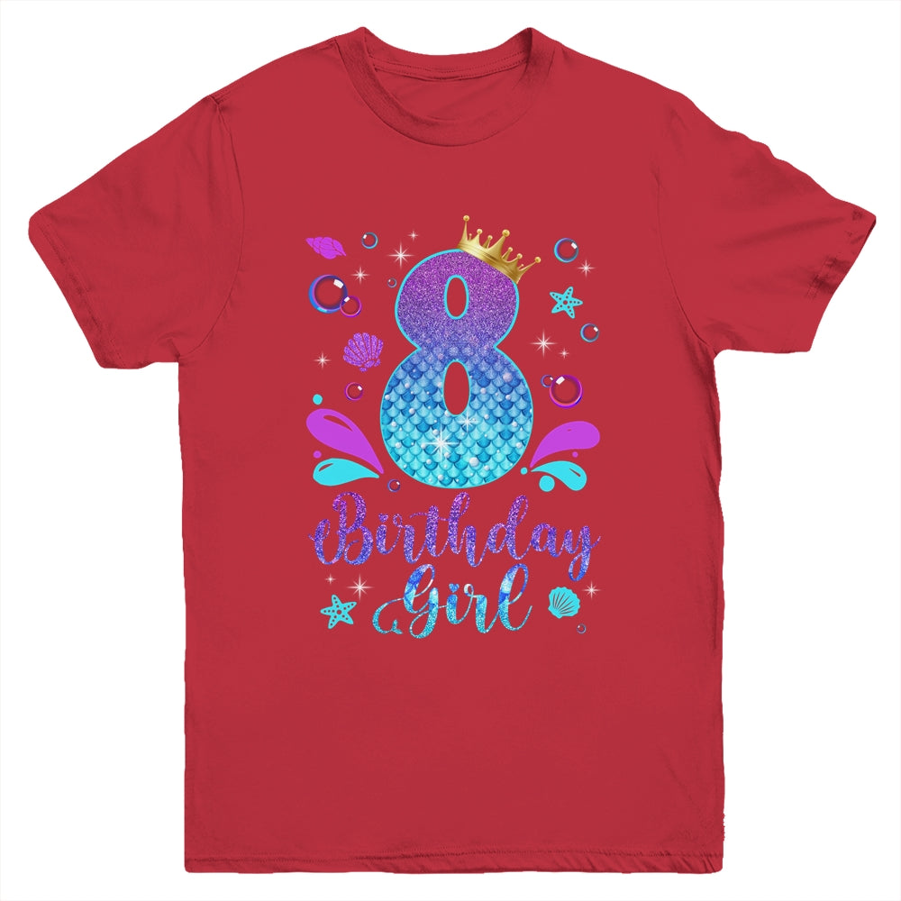 It's My 8th Bday Mermaid Funny Birthday Girls 8 Years Old Youth Shirt | siriusteestore