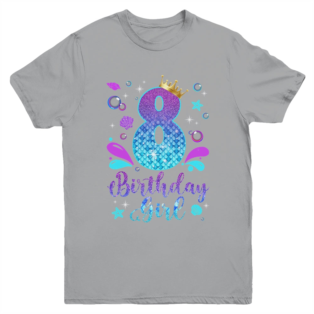 It's My 8th Bday Mermaid Funny Birthday Girls 8 Years Old Youth Shirt | siriusteestore