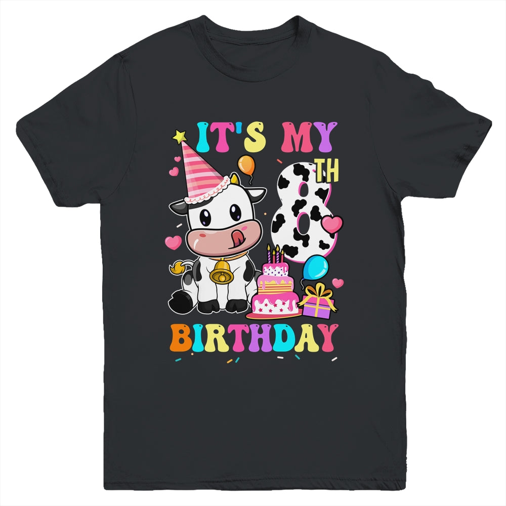 It's My 8th Birthday Dairy Cow Girls Funny 8 Year Old Youth Shirt | siriusteestore