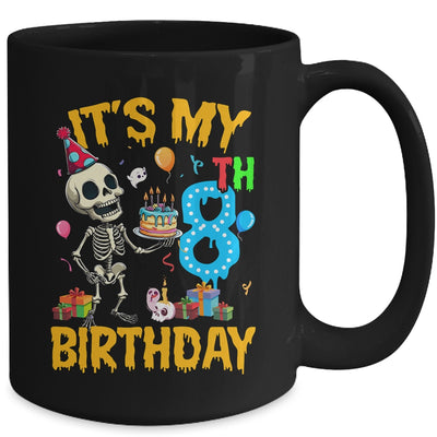 It's My 8th Birthday Party Halloween Skeleton Birthday Kids Mug | siriusteestore