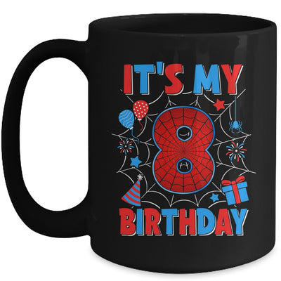 It's My 8th Birthday Spider Web Theme Party 8 Years Old Boys Mug | siriusteestore