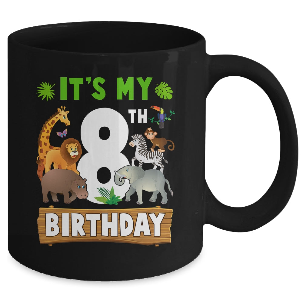 It's My 8th Birthday Zoo Jungle Safari 8 Years Old Birthday Mug | siriusteestore