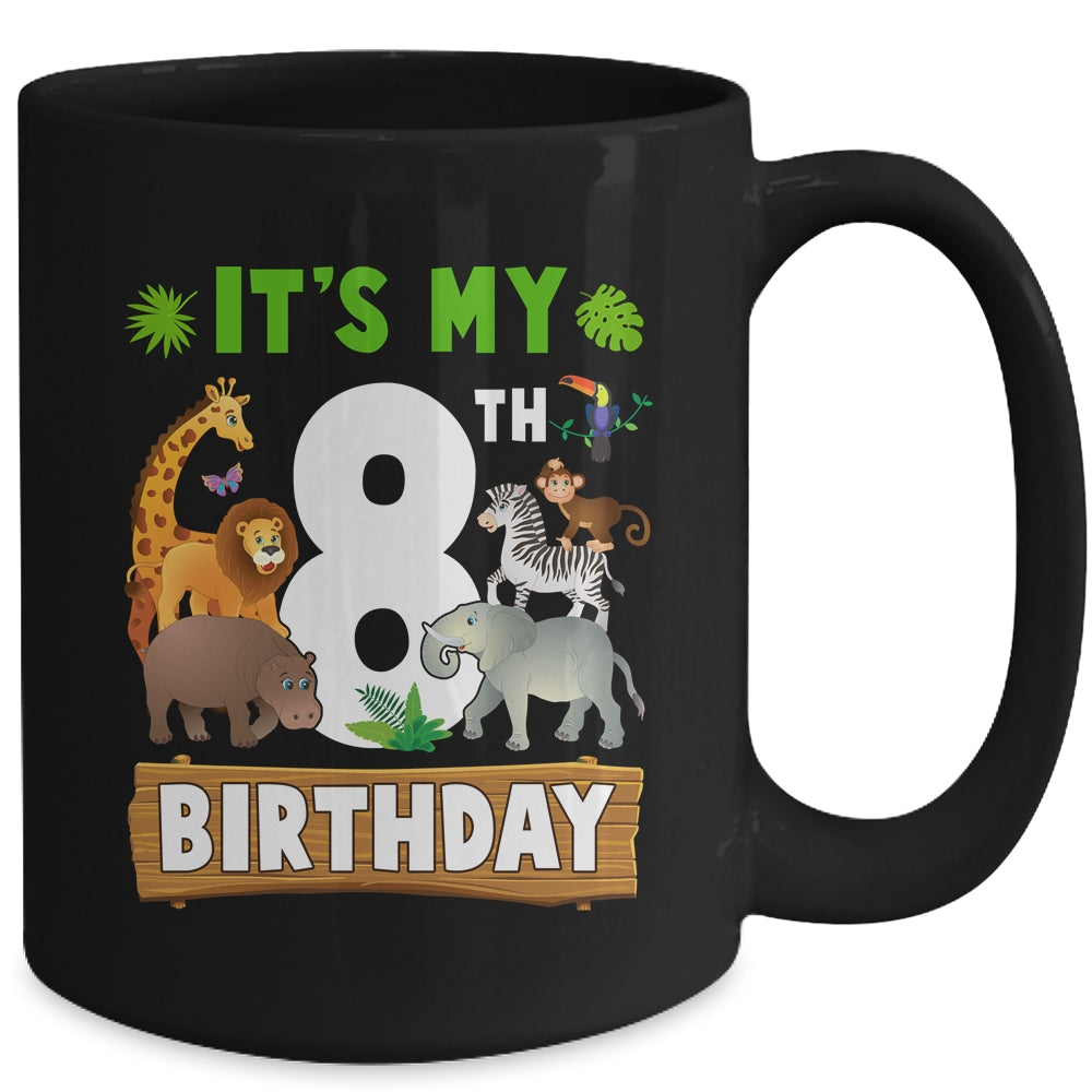 It's My 8th Birthday Zoo Jungle Safari 8 Years Old Birthday Mug | siriusteestore