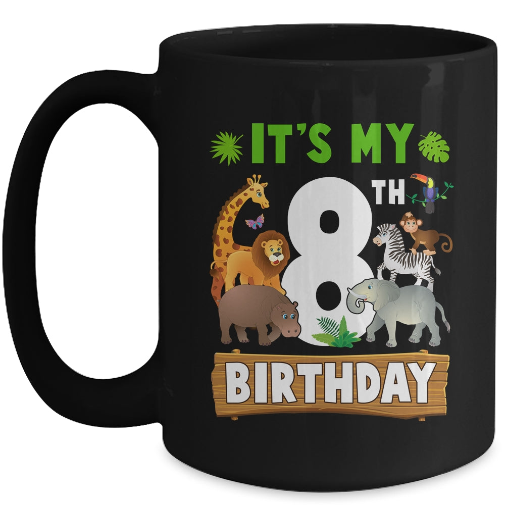 It's My 8th Birthday Zoo Jungle Safari 8 Years Old Birthday Mug | siriusteestore