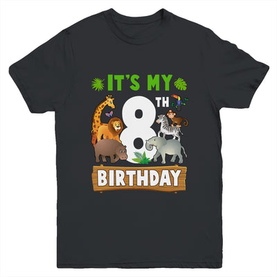 It's My 8th Birthday Zoo Jungle Safari 8 Years Old Birthday Youth Shirt | siriusteestore