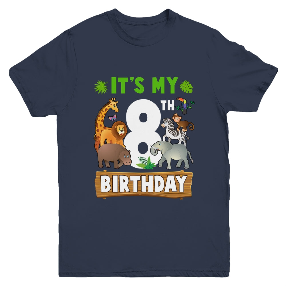 It's My 8th Birthday Zoo Jungle Safari 8 Years Old Birthday Youth Shirt | siriusteestore