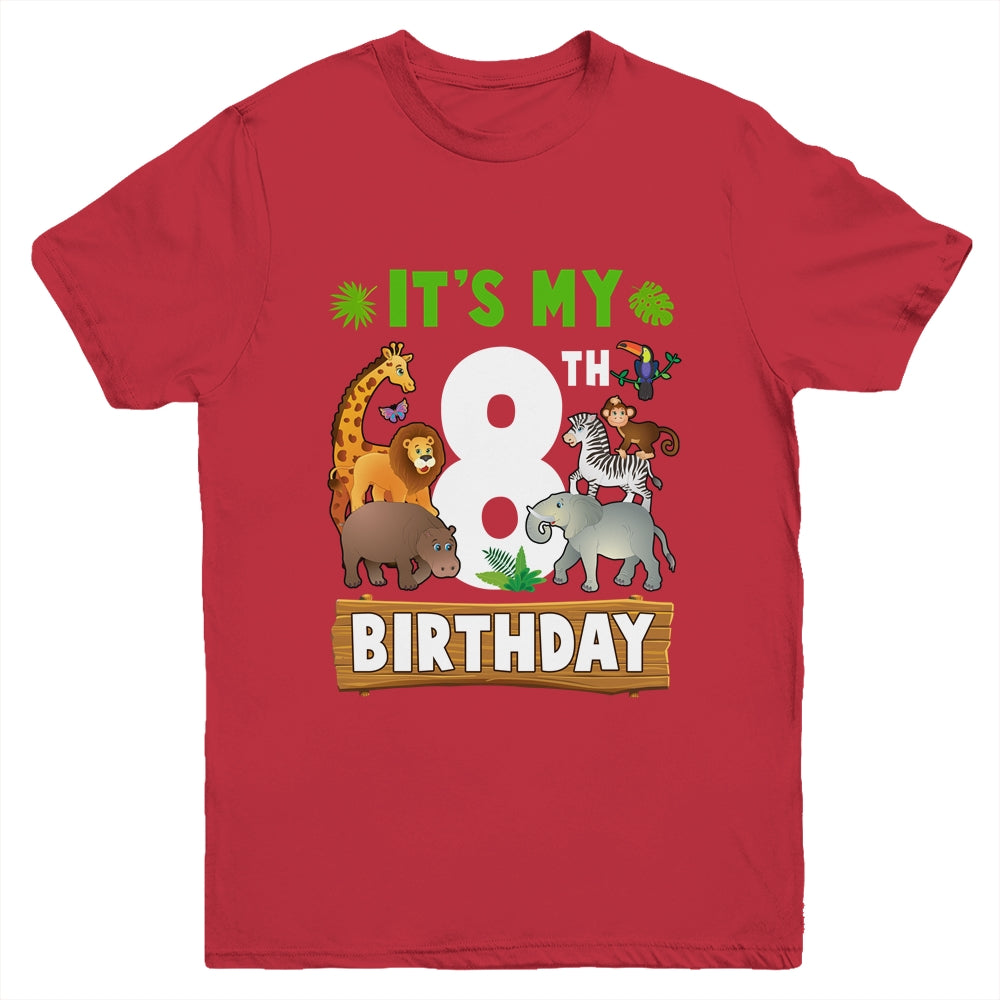 It's My 8th Birthday Zoo Jungle Safari 8 Years Old Birthday Youth Shirt | siriusteestore
