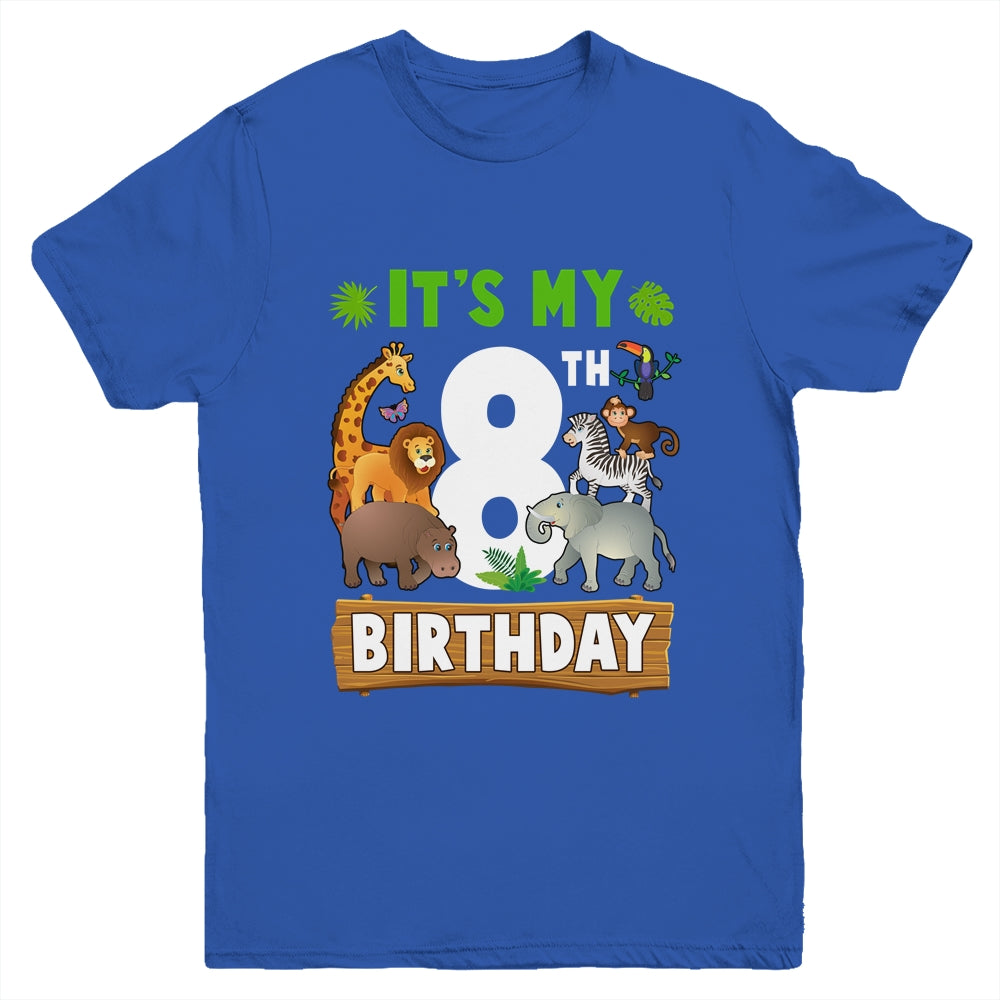 It's My 8th Birthday Zoo Jungle Safari 8 Years Old Birthday Youth Shirt | siriusteestore