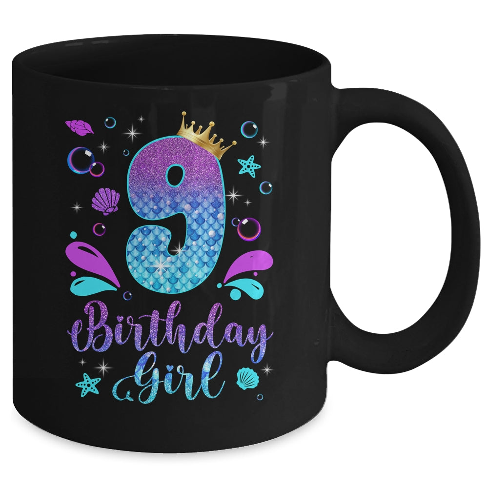 It's My 9th Bday Mermaid Funny Birthday Girls 9 Years Old Mug | siriusteestore