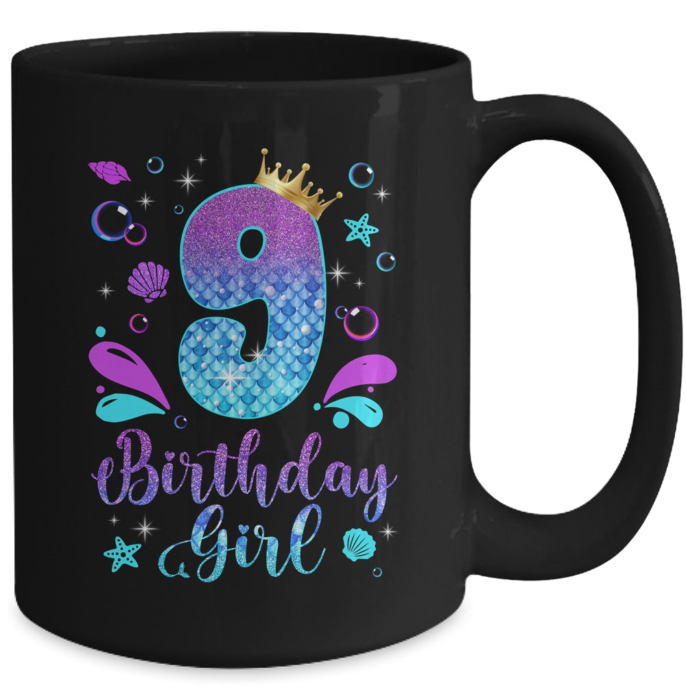 It's My 9th Bday Mermaid Funny Birthday Girls 9 Years Old Mug | siriusteestore