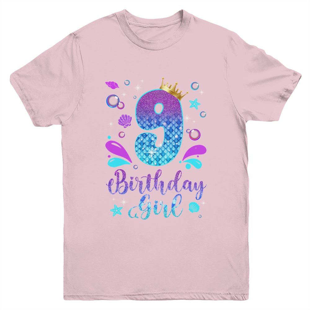 It's My 9th Bday Mermaid Funny Birthday Girls 9 Years Old Youth Shirt | siriusteestore
