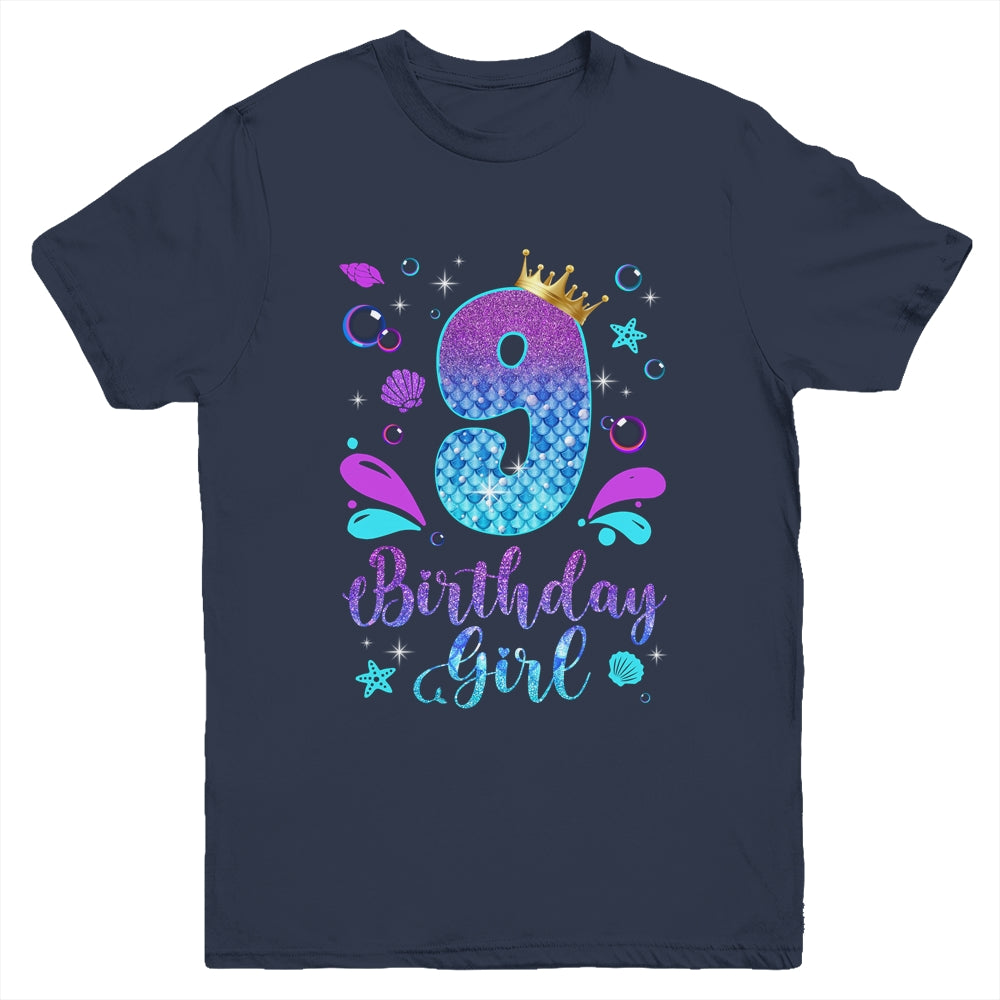 It's My 9th Bday Mermaid Funny Birthday Girls 9 Years Old Youth Shirt | siriusteestore