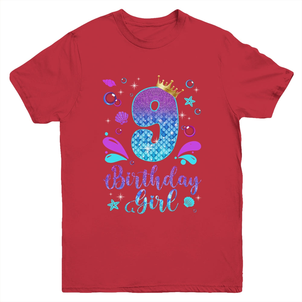 It's My 9th Bday Mermaid Funny Birthday Girls 9 Years Old Youth Shirt | siriusteestore