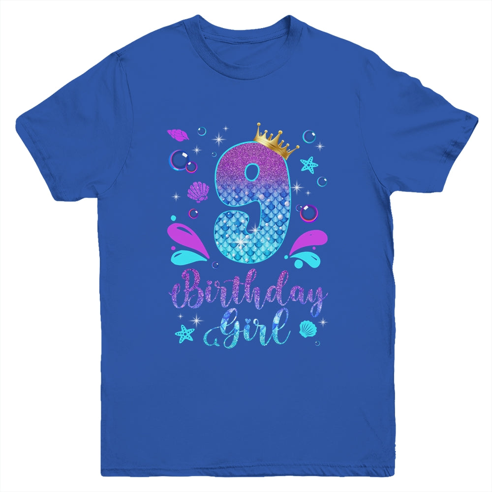 It's My 9th Bday Mermaid Funny Birthday Girls 9 Years Old Youth Shirt | siriusteestore