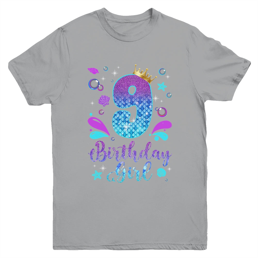 It's My 9th Bday Mermaid Funny Birthday Girls 9 Years Old Youth Shirt | siriusteestore
