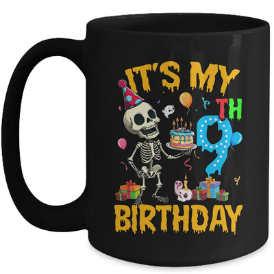 It's My 9th Birthday Party Halloween Skeleton Birthday Kids Mug | siriusteestore