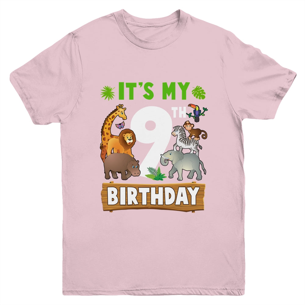 It's My 9th Birthday Zoo Jungle Safari 9 Years Old Birthday Youth Shirt | siriusteestore