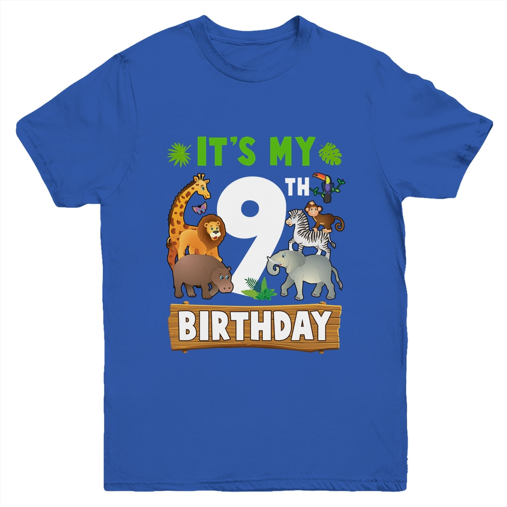 It's My 9th Birthday Zoo Jungle Safari 9 Years Old Birthday Youth Shirt | siriusteestore