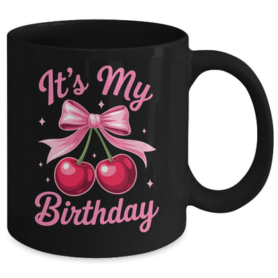 It's My Birthday Coquette Bow Cherry Birthday Girls Women Mug | siriusteestore