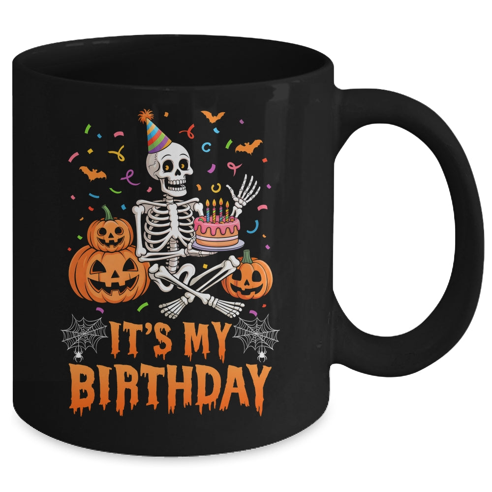 It's My Birthday Skeleton Happy Halloween Birthday Party Mug | siriusteestore