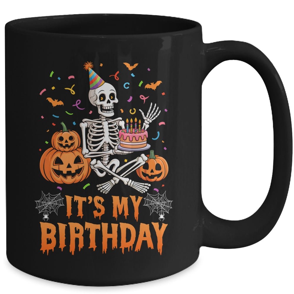 It's My Birthday Skeleton Happy Halloween Birthday Party Mug | siriusteestore