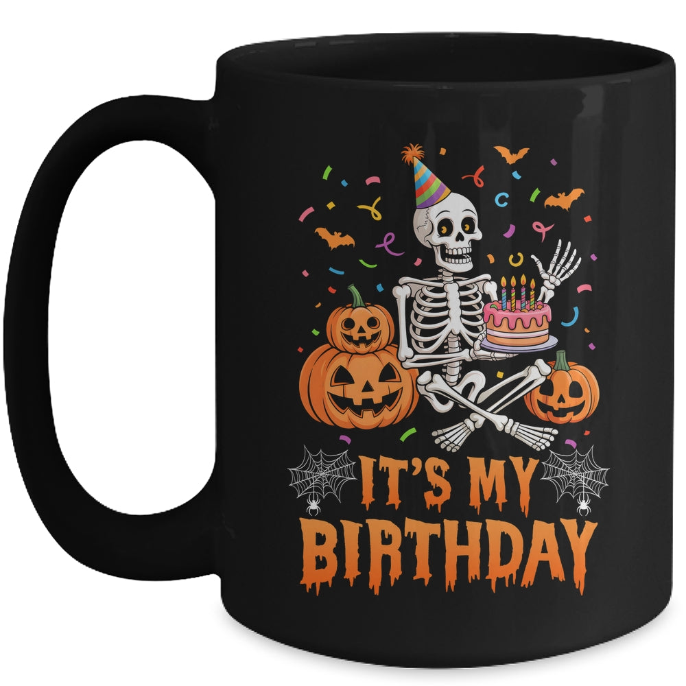 It's My Birthday Skeleton Happy Halloween Birthday Party Mug | siriusteestore